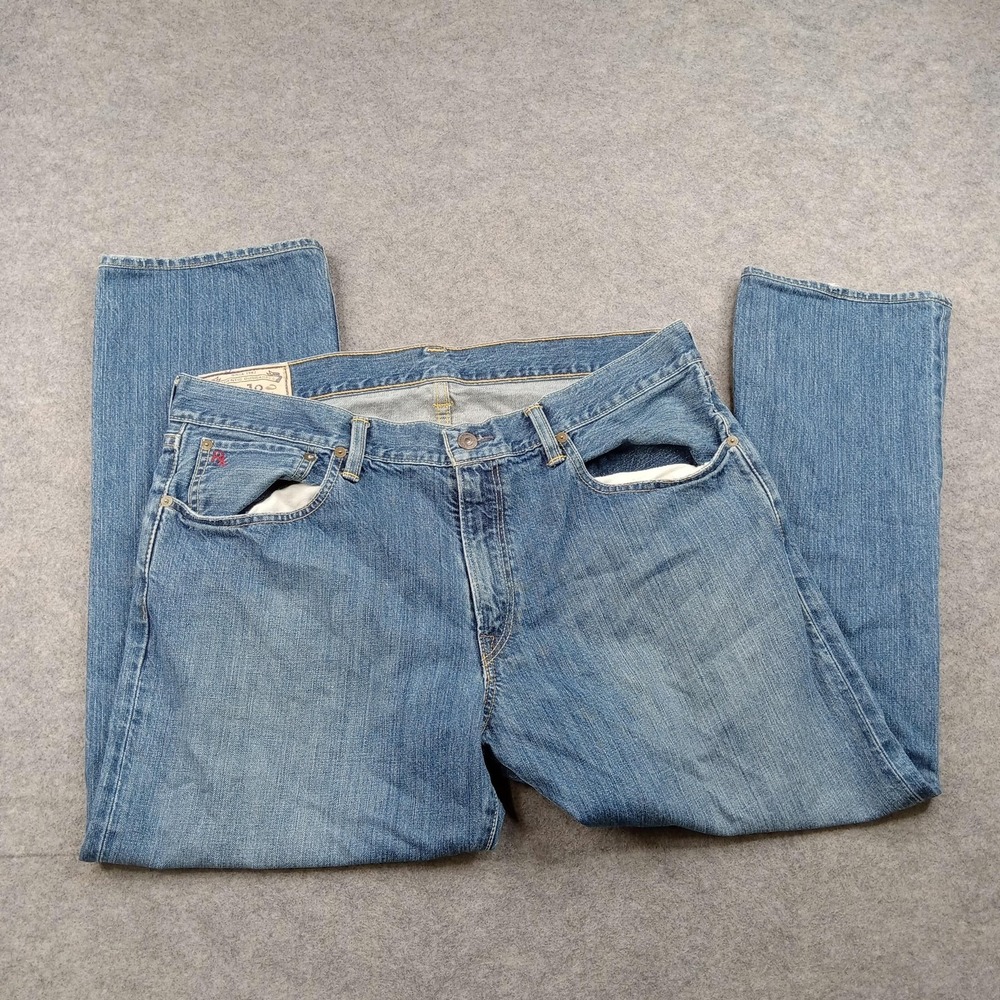 Polo Ralph Lauren Jeans Mens 35x32 Medium‎ Wash Blue Straight Leg Denim Pants